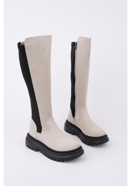 Diasa Süet Kalın Taban Streç Detaylı Fermuarlı Kadın Çizme indirimleri