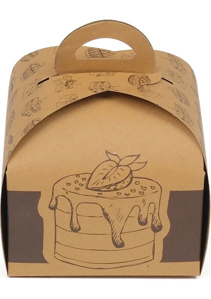 Kraft Mono Turta Kutusu 12X12X9.5 cm