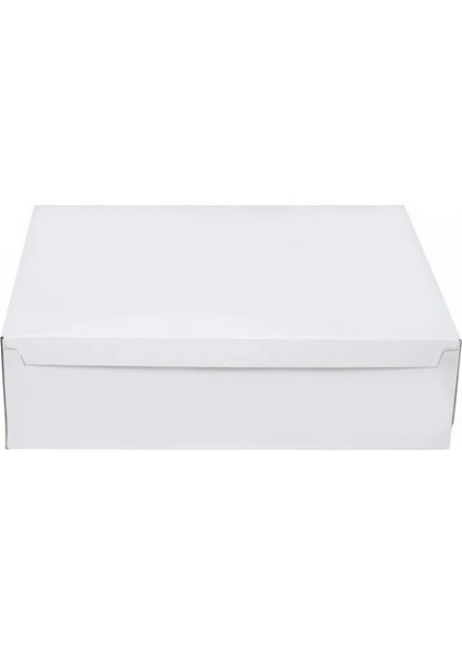 4 Baton Oluklu Sade Yüksek Beyaz Renk Kraft Turta Kutusu 35X45X16.5 cm