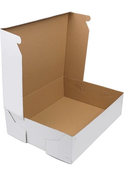 4 Baton Oluklu Sade Yüksek Beyaz Renk Kraft Turta Kutusu 35X45X16.5 cm modelleri