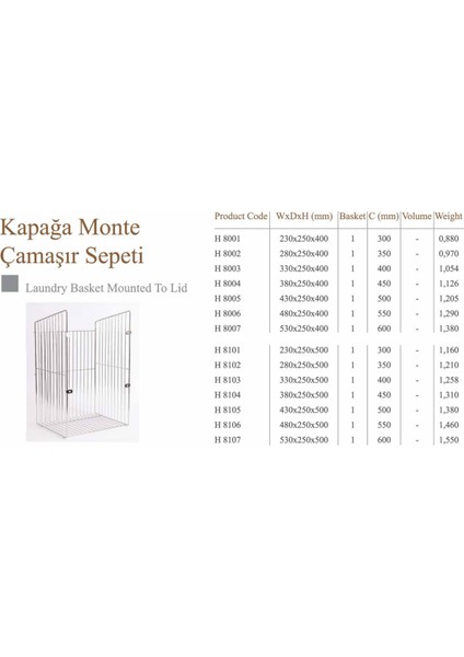 Dolap İçi Monteli Çamaşır Kirli Sepeti Modül 30 cm Kapak Uyumlu (Genişlik 23x50 cm Yükseklik) PİSTON HEDİYE 📦 H 8101