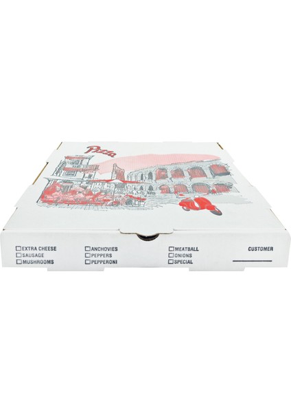 Pizza Kırmızı B Dalga 36X36X 4.5cm Pizza Kutusu