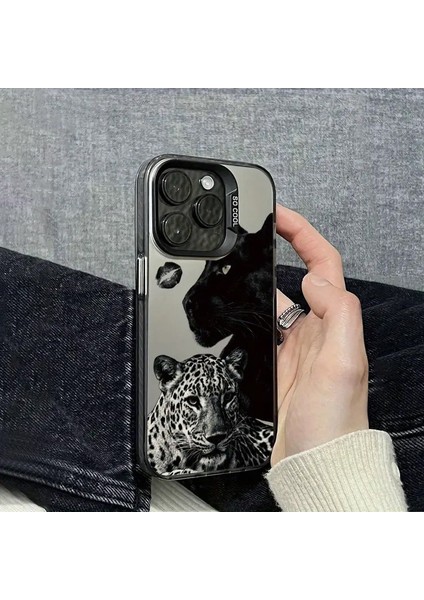 Iphone 16 Pro Max Uyumlu Kaplan Desenler Darbe Emici Telefon Kılıfı MK01A