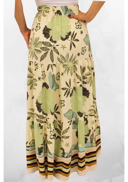Viskon Kumaş Yırtmaçlı Çiçek Desenli Uzun Etek fırsatları