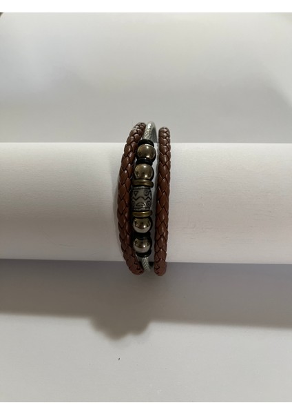 Erkek Bileklik Mıknatıslı Suni Deri Boncuk Taşlı Charm Hasır Örgü Bileklik fiyatları