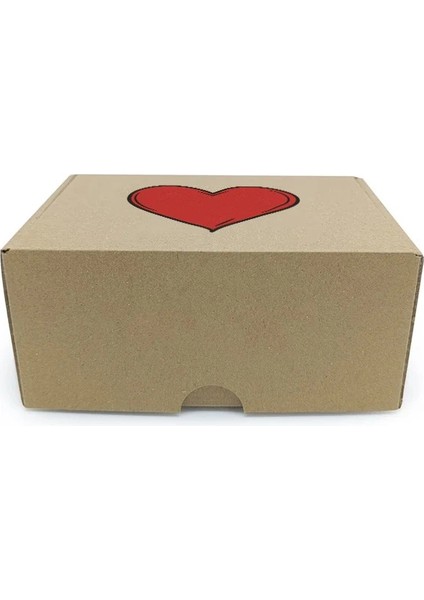 Sevgililer Günü Kalp Baskılı Kraft Geçmeli E-Ticaret Kutusu 16X12X7.5 CM