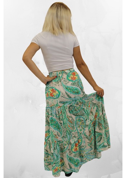 Viskon Kumaş Yırtmaçlı Çiçek Desenli Uzun Etek fırsatları