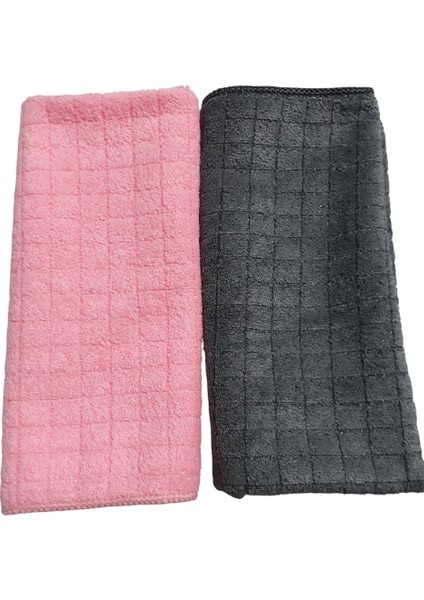 Mikrofiber zor kir bezi 40x40 kare desenli ve simli 2li set modelleri