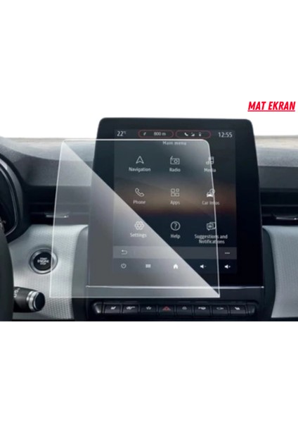 Renault Clio 5 R Link 9.3 Inç Navigasyon ve Multimedya Uyumlu Mat Ekran Koruyucu