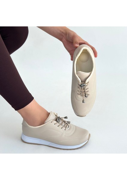 Finna Bej Cilt Bağcıklı Spor Ayakkabı indirimleri