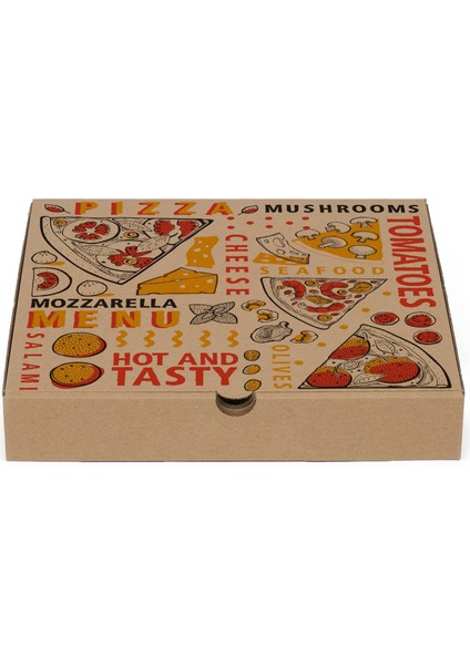Baskılı Esmer Pizza Kutusu 32X32X4 cm