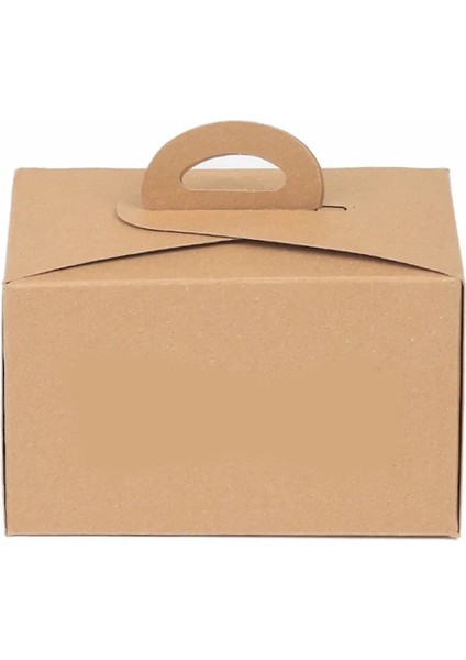 Yarım Baton Kraft Saplı Turta Kutusu 9X16X10 cm modelleri