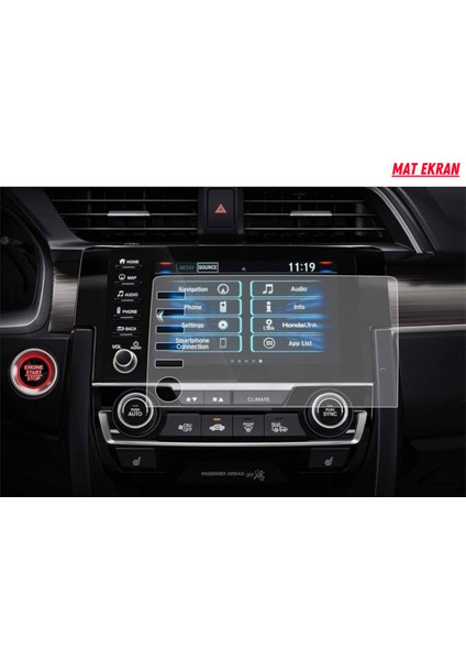 Honda Civic Fc5 Makyajlı Kasa Navigasyon ve Multimedya Uyumlu Mat Ekran Koruyucu
