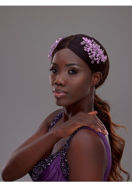 Çift Taraflı Kristal ve Taş Detaylı Gümüş Gelin Saç Aksesuarı – Zarif ve Işıltılı Tasarım