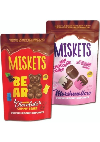 Ayıcık 120 gr & Çilek ve Vanilya Aromalı Sütlü Çikolata Kaplamalı Marshmallow 80 gr