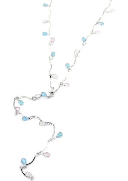 Taşlı Y Kolye - Gümüş