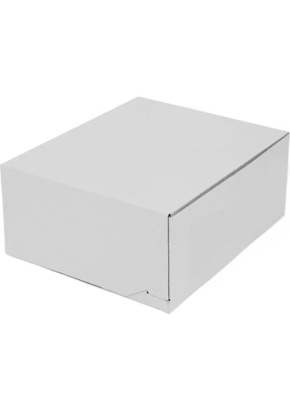 3 Baton Oluklu Sade Beyaz Renk Turta Kutusu 30X35X15 cm