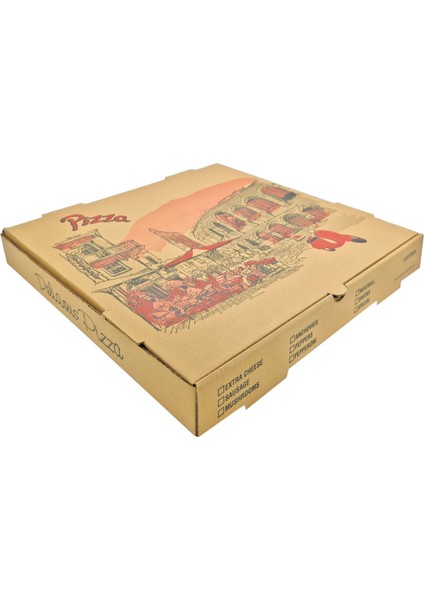 Pizza Kırmızı B Dalga 41X41X5 cm Pizza Kutusu fiyatları