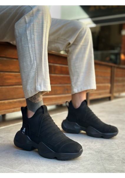BA0401 Bağcıksız Rahat Yüksek Siyah Taban Siyah Süet Erkek Spor Yarım Bilek Bot fiyatları