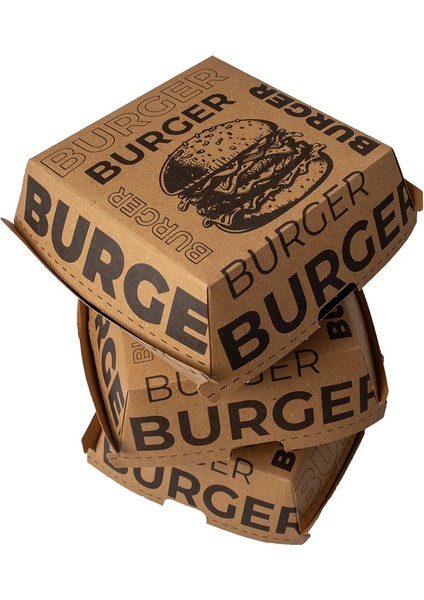 Baskılı Hamburger Kutusu 12X12X8 cm