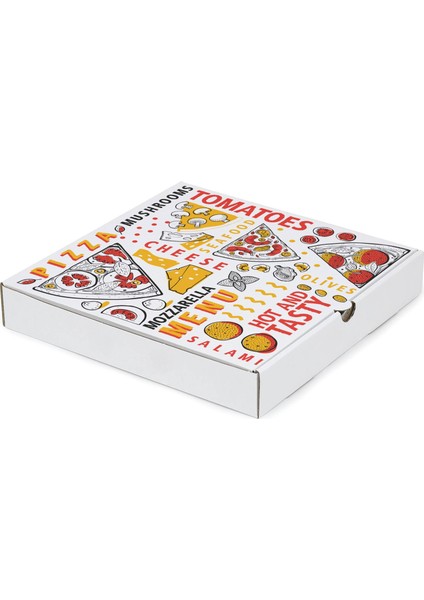 Baskılı Beyaz Pizza Kutusu 41X41X4.5 cm fiyatları