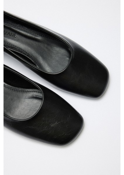 Babet 2530 - Mini Topuklu Siyah Kadın Babet modelleri