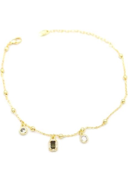 Renkli Taşlı Halhal - Siyah