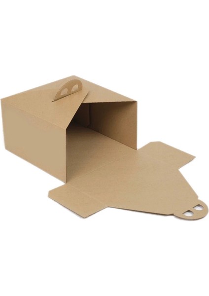 1 No Oluklu Kraft Renk Saplı Turta Kutusu 22.5X22.5X13 cm fiyatları