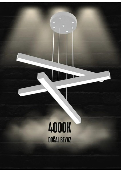 Trillizo ( Gri Kasa, Doğal Beyaz Işık ) Modern Sarkıt LED Avize, Salon, Mutfak, Oturma Odası