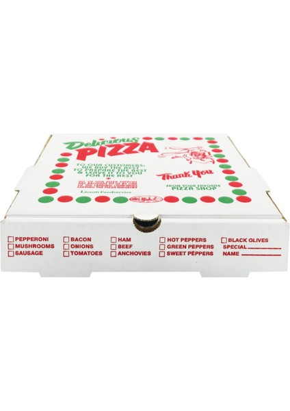 Delicious Pizza Beyaz B Dalga 40.5X40.5X5 cm Pizza Kutusu