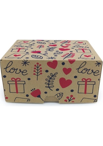 Sevgililer Günü Temalı Kraft E-Ticaret Kutusu 8X7X4 CM