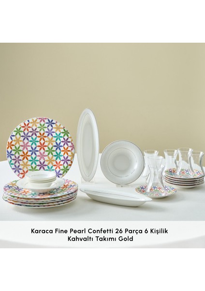 Fine Pearl Confetti 26 Parça 6 Kişilik Kahvaltı Takımı Gold modelleri