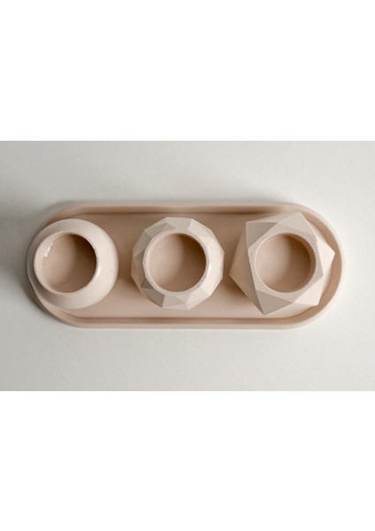 Çok Amaçlı Dekoratif Sunum Seti | Tealight&sukulent | Bej modelleri