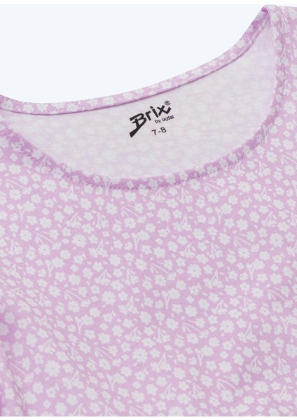 Kız Çocuk Desenli Fırfır Elbise Mor Renk fırsatları