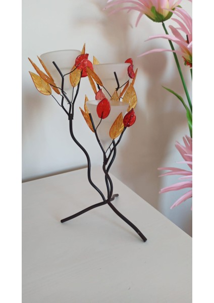 Vintage Metal Ferforje Çiçekli Mumluk & 28 cm fiyatları