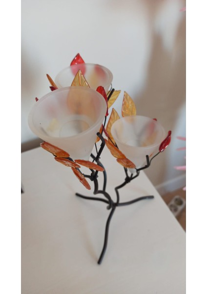 Vintage Metal Ferforje Çiçekli Mumluk & 28 cm fırsatları