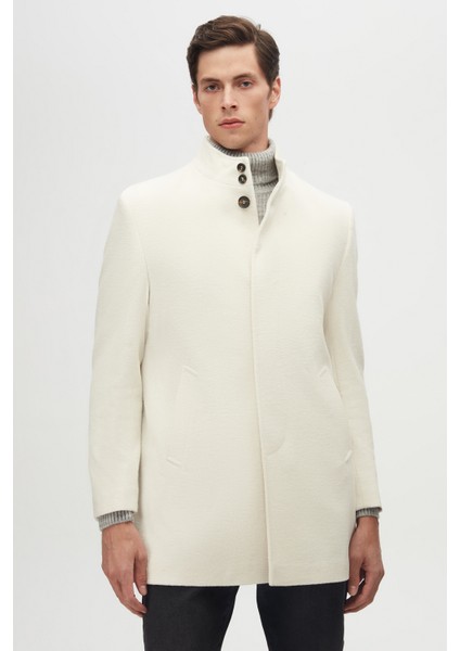 Ds Damat Regular Fit Ekru Hakim Yaka Kaşe Kaban 5HF08ORT10002