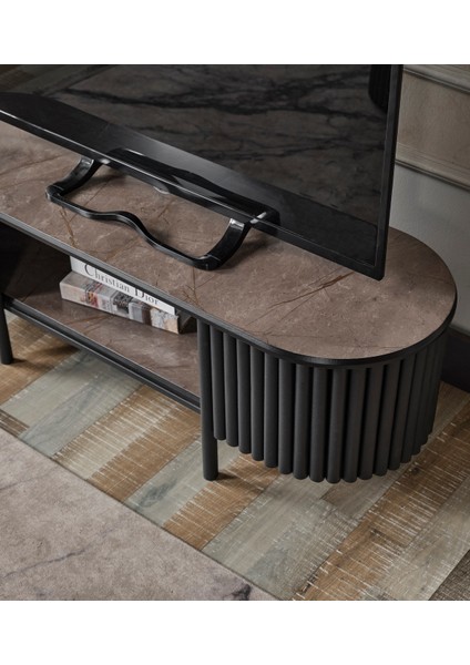 Boston Serisi Tv Ünitesi Siyah Metal Gri Ahşap fırsatları