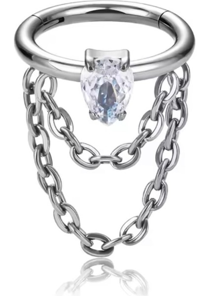 Cerrahi Çelik Helix Kilitli Halka Piercing-Iç Halka Çapı : 8mm x Kalınlık : 1,2mm-1 Adet