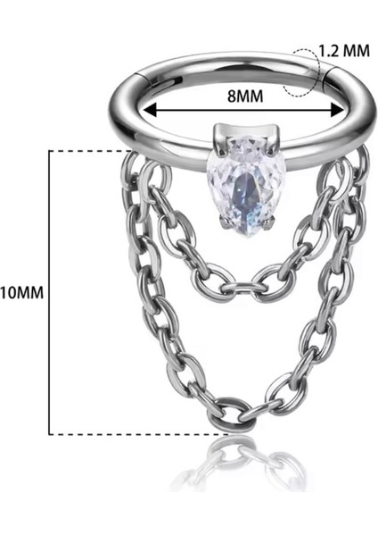 Cerrahi Çelik Helix Kilitli Halka Piercing-Iç Halka Çapı : 8mm x Kalınlık : 1,2mm-1 Adet fiyatları