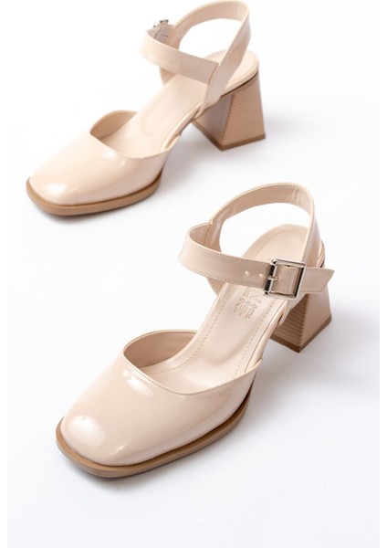 İNF-40450 Bej Rugan Günlük Arkası Açık Topuklu Bayan Ayakkabı fırsatları