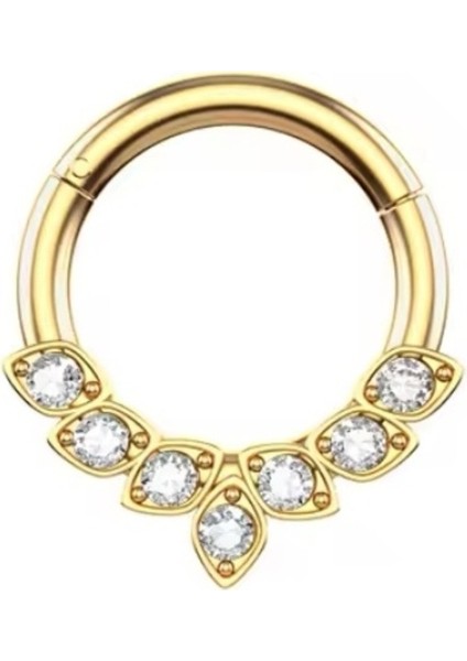 Cerrahi Çelik Gold Daith , Septum, Helix Kilitli Halka Piercing-Ölçü : 8mm X1,2mm-1 Adet