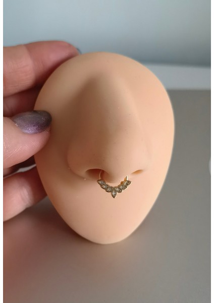 Cerrahi Çelik Gold Daith , Septum, Helix Kilitli Halka Piercing-Ölçü : 8mm X1,2mm-1 Adet fiyatları