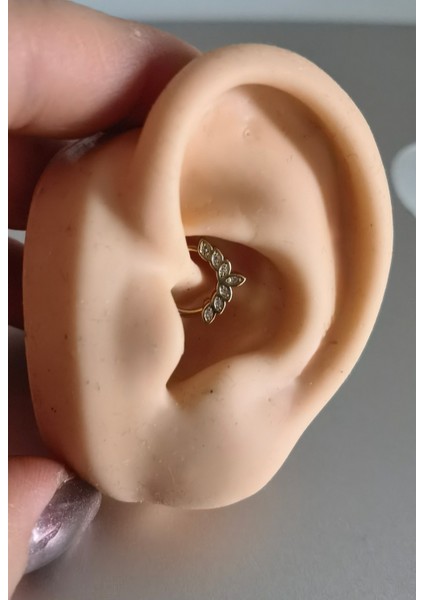Cerrahi Çelik Gold Daith , Septum, Helix Kilitli Halka Piercing-Ölçü : 8mm X1,2mm-1 Adet modelleri