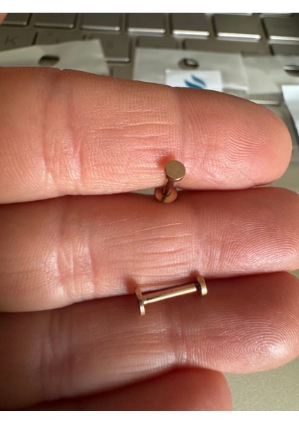 Cerrahi Çelik Bar Içinden Vidalı Labret Piercing-Dudak-Helix, Tragus, Bar Uzunluğu 8mm-1 Adet fiyatları