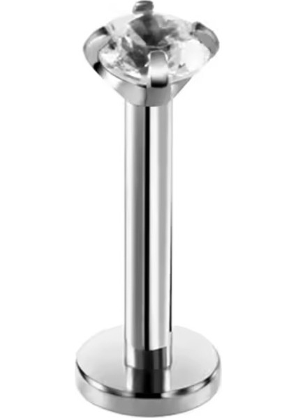 Zirkon Taşlı Cerrahi Çelik Labret Dudak Pıercıng /kulak Piercing-Taş Çapı 3 mm/Bar Boy 10mm- 1 Adet