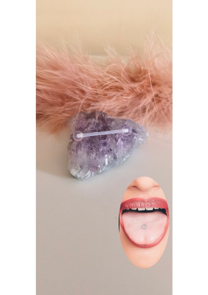 Bioplastik Anti Alerjik Dil Piercing-1,6mm-1 Adet