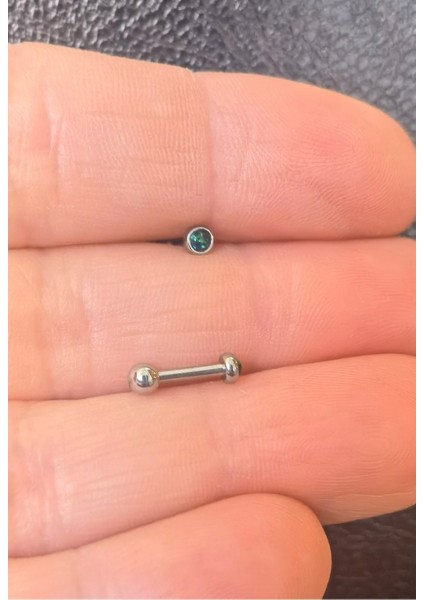 %100 316 L Cerrahi Çelik Hakiki Opal Taşlı Piercing (Taş Çapı 3mm, Bar Uzunluğu 6mm) - 1 Adet modelleri