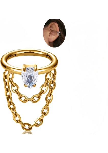 Cerrahi Çelik Helix Kilitli Halka Piercing-Iç Halka Çapı : 8mm x Kalınlık : 1,2mm-1 Adet