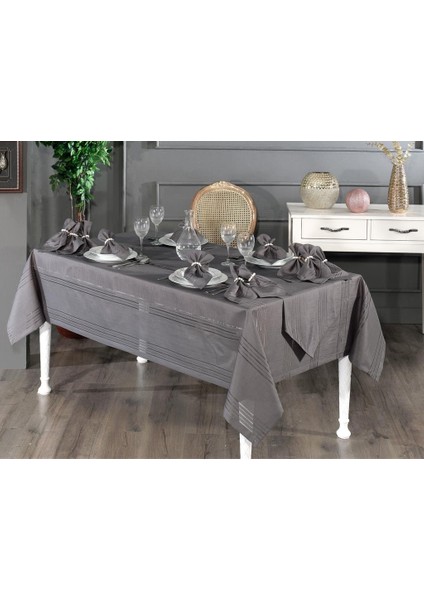 Corvver 26 Parça Dertsiz Masa Örtüsü Takımı Antrasit